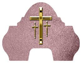 DARAY-L-517-GD-SH-OR Gold 3 Crosses Shimmer Orchid